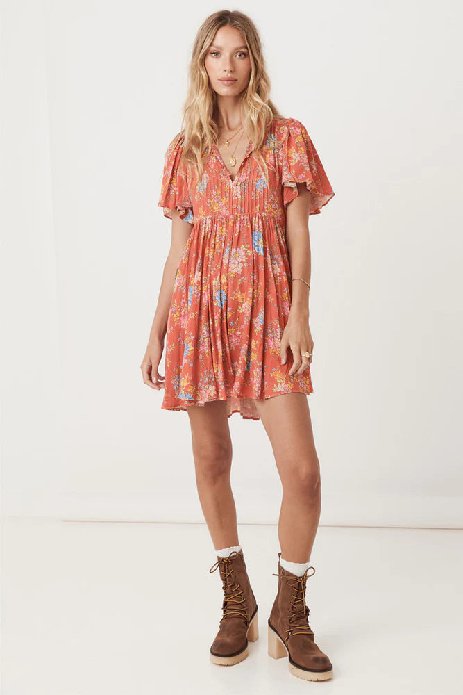 Spell Meadowland Flutter Sleeve Mini Dress