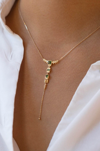 Celine Daoust Blue/ Green Tourmaline & Diamonds Lariat Totem Necklace