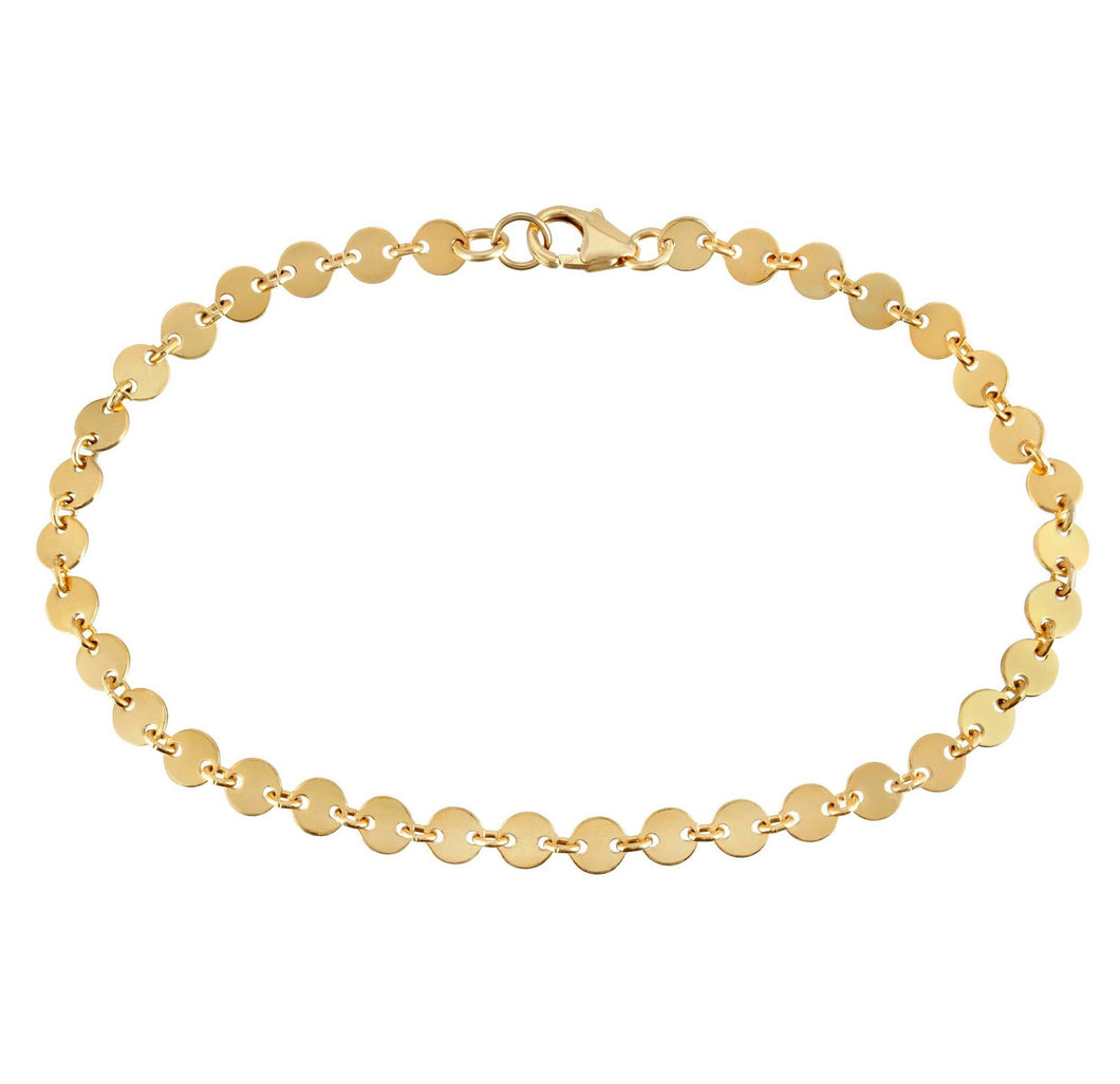 Turquoise & Tobacco Shimmering Disc Chain Bracelet