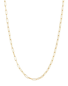 Turquoise & Tobacco Skinny Paperclip Necklace - 16"